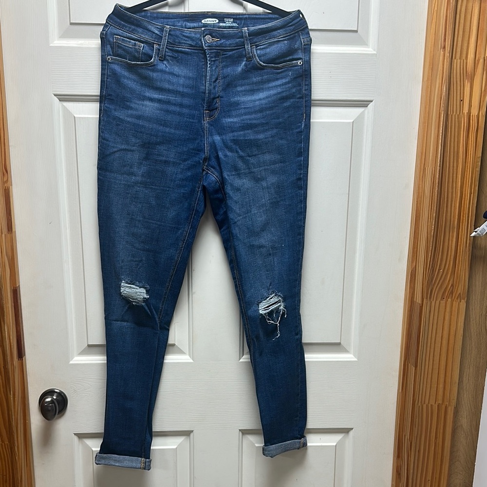 Old Navy Blue Skinny Jeans with Distressed Details